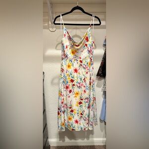 Lulu's Red and Yellow Cowl Neck Sundress Midi